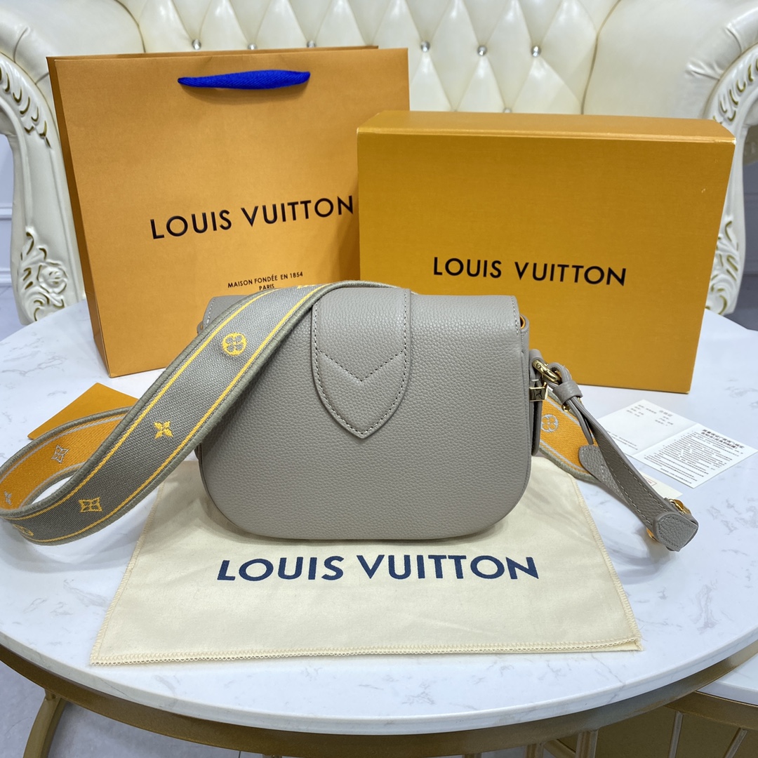 Louis Vuitton LV PONT 9 SOFT PM Grained Leather Shoudler Bag M58728 Grey